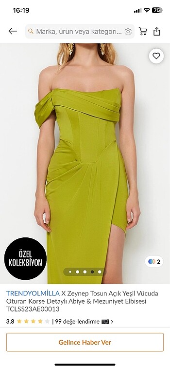 xs Beden yeşil Renk Zeynep tosun x trendyolmilla abiye ve mezuniyet elbisesi