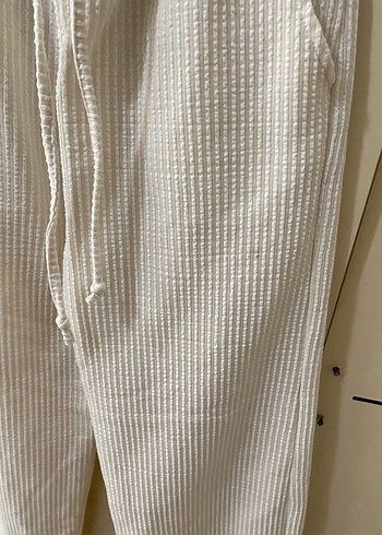 Beyaz Rahat Kesim Kadın Pantolon - Görsel 4