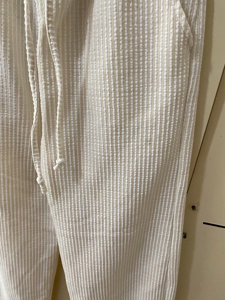 Beyaz Rahat Kesim Kadın Pantolon - Görsel 4