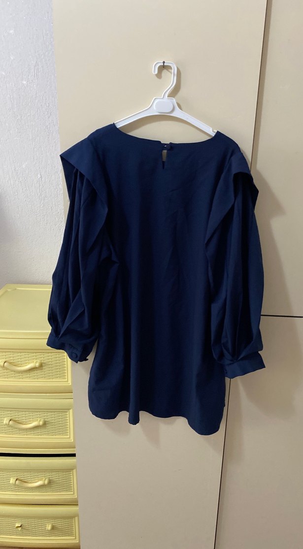 Kadın Lacivert Salaş Uzun Kollu Bluz - Görsel 3