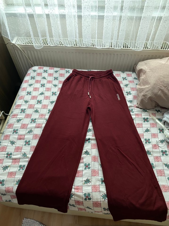 Bordo Rahat Kesim Kadın Eşofman Altı - Görsel 2