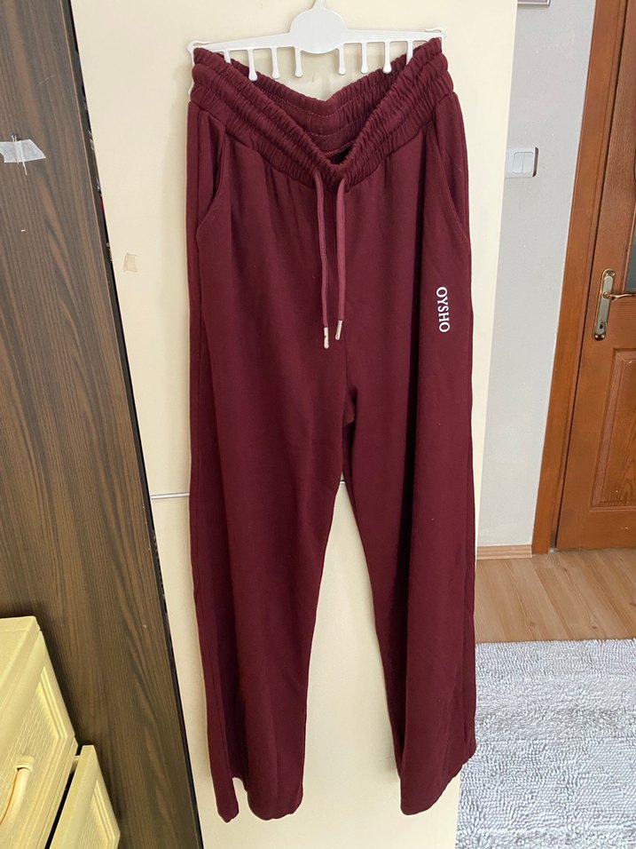 Bordo Rahat Kesim Kadın Eşofman Altı - Görsel 3