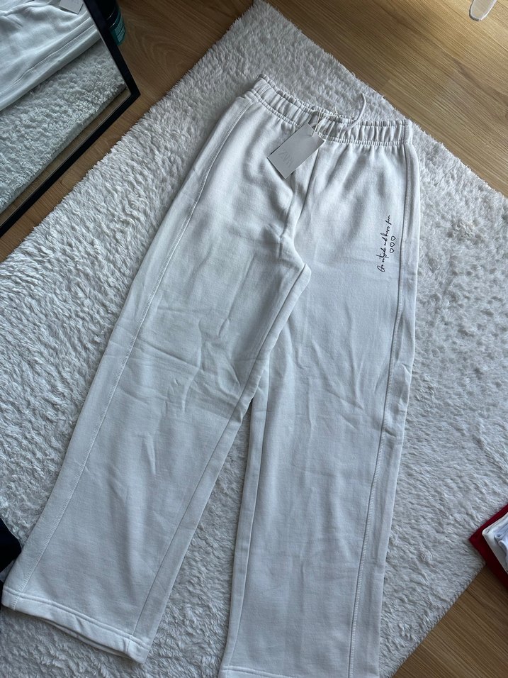 Kadın Beyaz Pamuklu Rahat Kesim Eşofman - Görsel 4