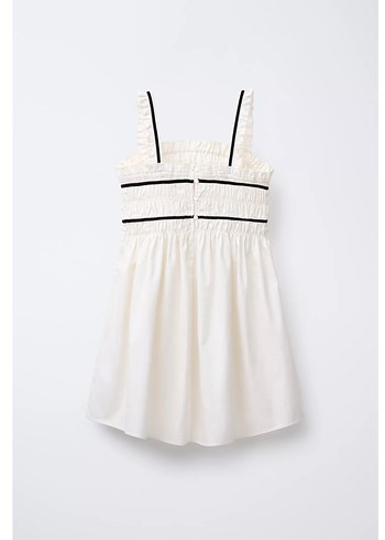 Beyaz Fırfırlı Nakışlı Mini Elbise - Görsel 2