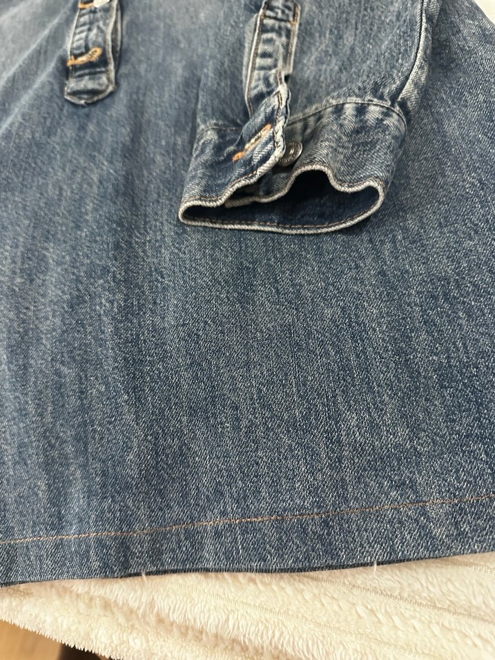 Düğmeli Mavi Kadın Denim elbise - Görsel 4