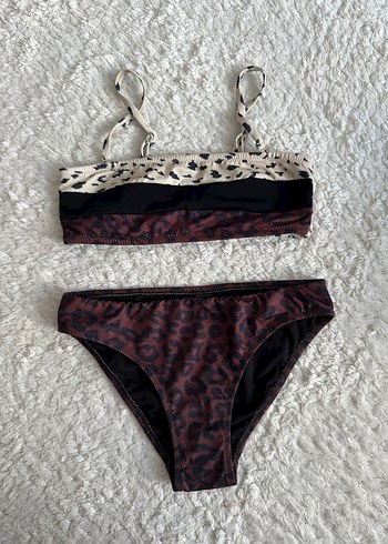 Kahverengi Zebra Desenli Bikini