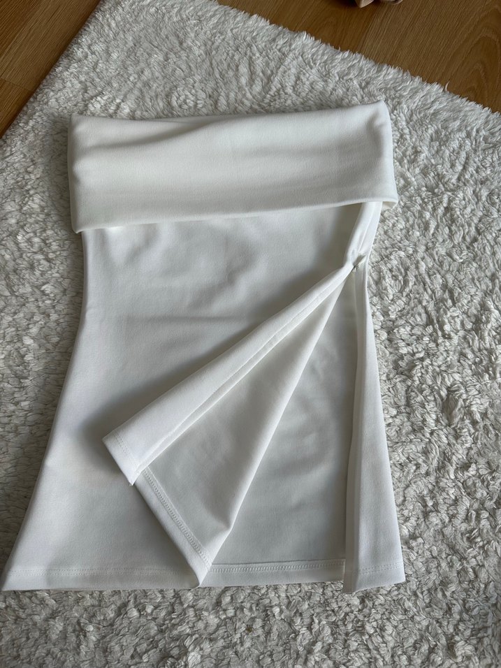 Beyaz Drapeli bluz - Görsel 2