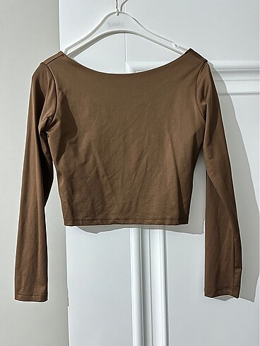 BSL FASHION Kahverengi crop bluz