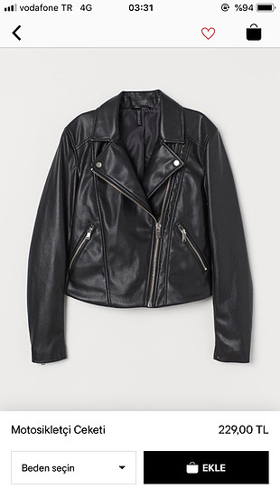 H&M siyah deri ceket