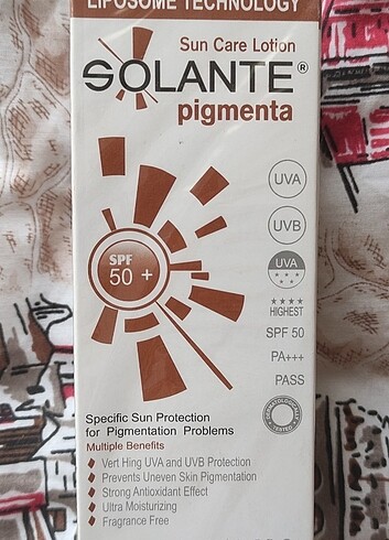 Solante pigmenta SPF50+güneş kremi 