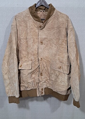 İthal unisex gerçek deri bomber ceket 