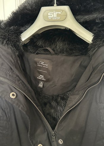 Siyah Kadın Kürk Detaylı Mont - Görsel 2