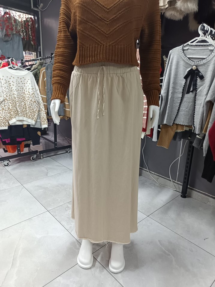 Bohem Tarz Yüksek Yakalı Örgü Kahverengi Kazak - Görsel 4