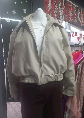 Bej Rugan Kadın Deri mont - Görsel 3