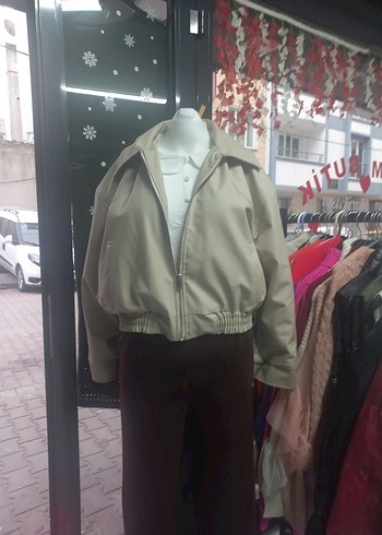 Bej Rugan Kadın Deri mont - Görsel 2