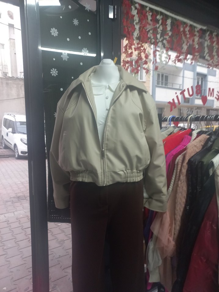 Bej Rugan Kadın Deri mont - Görsel 2