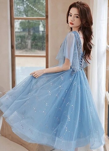 Mavi tül abiye  - Görsel 3