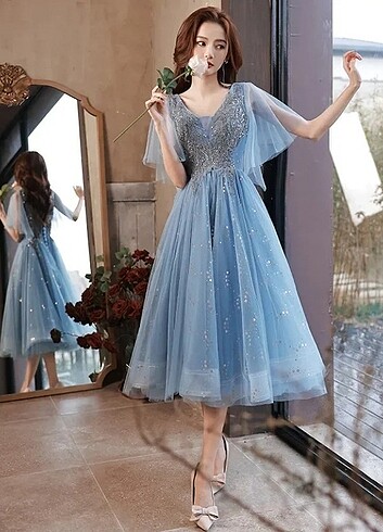 Mavi tül abiye  - Görsel 5