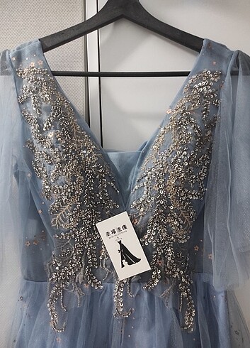 Mavi tül abiye  - Görsel 7