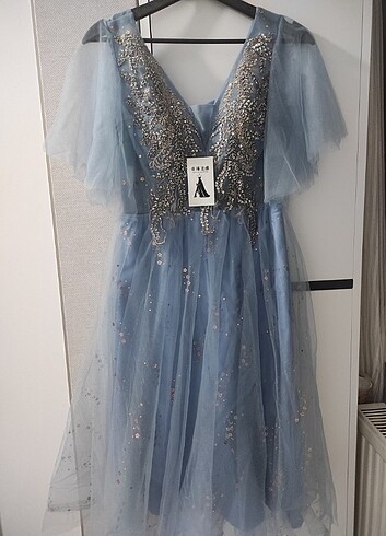 Mavi tül abiye  - Görsel 8