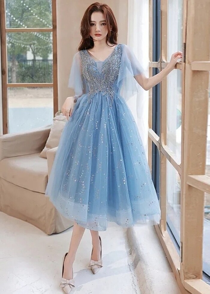 Mavi tül abiye  - Görsel 4