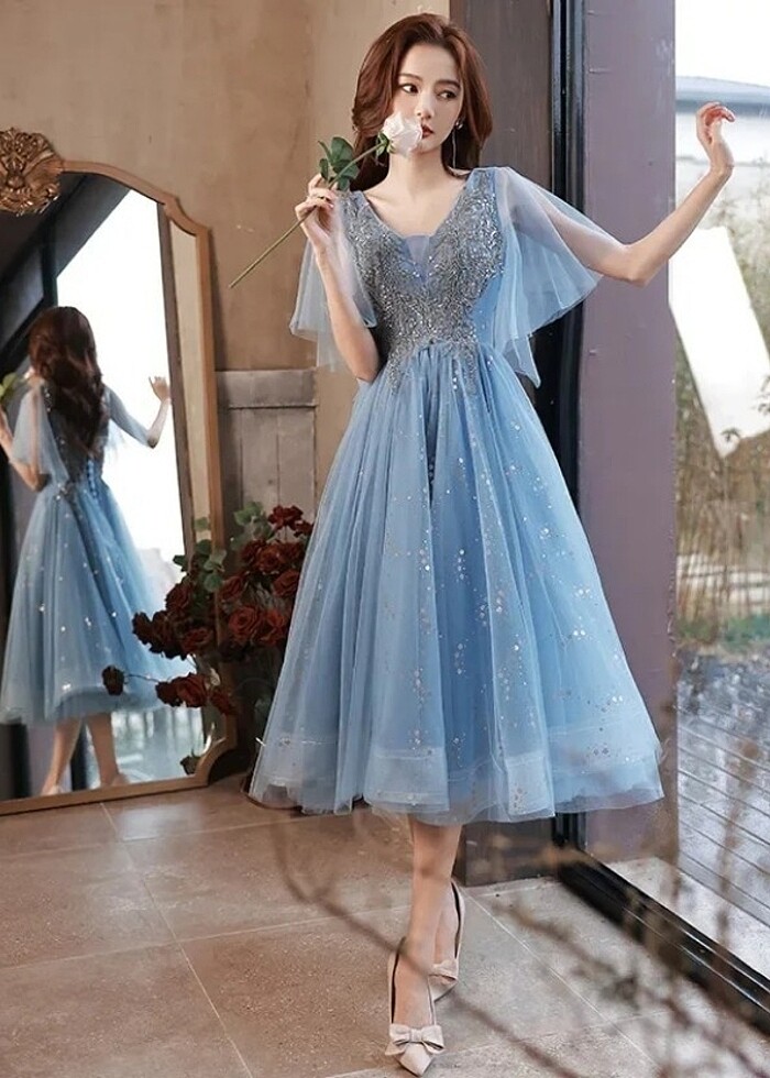 Mavi tül abiye  - Görsel 5