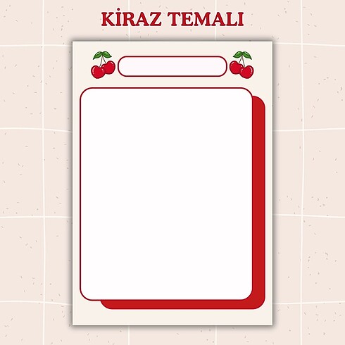 Kiraz Temalı Notepad Set