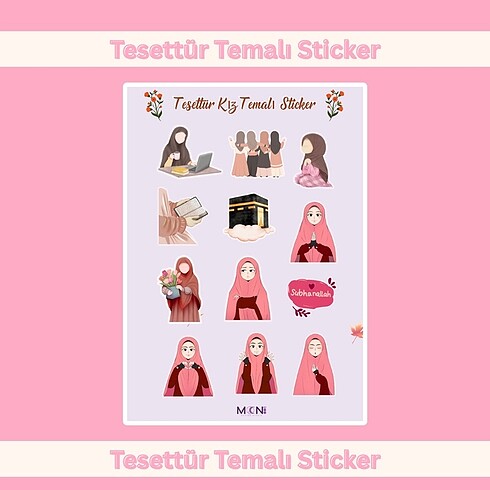 Tesettür Kız Temalı Notepad&Sticker Set