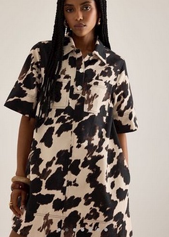 Anthropologie Kadın Kahverengi Batik Mini Elbise