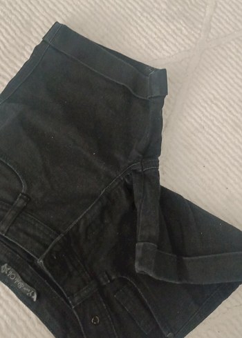 Siyah Mini Denim Şort - Görsel 5