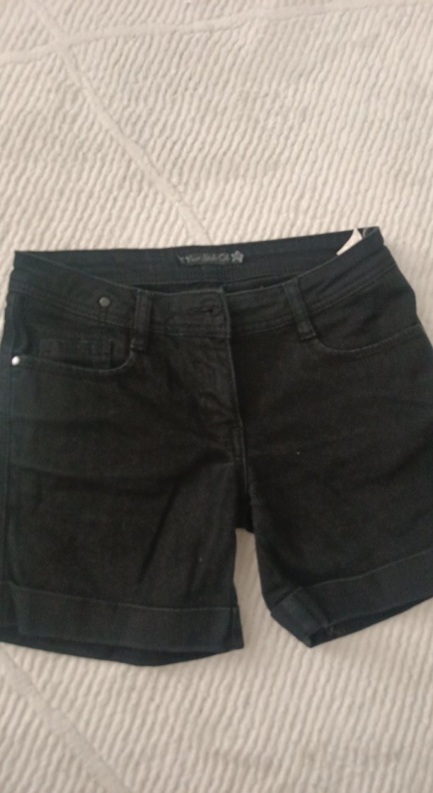 Siyah Mini Denim Şort - Görsel 2