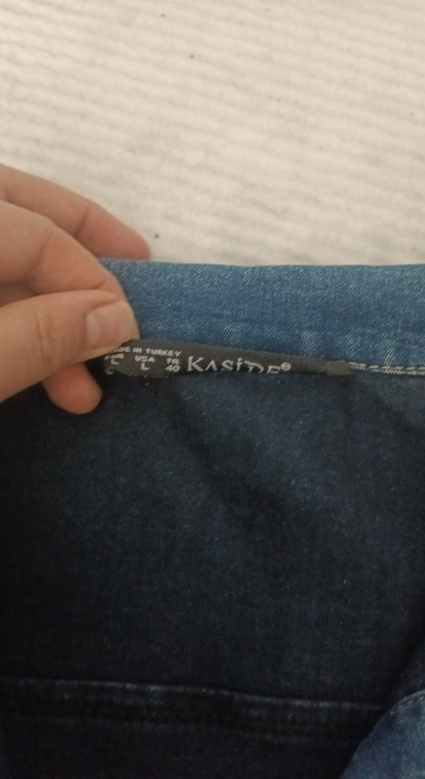 Düğmeli Mavi Kadın Denim Ceket - Görsel 3