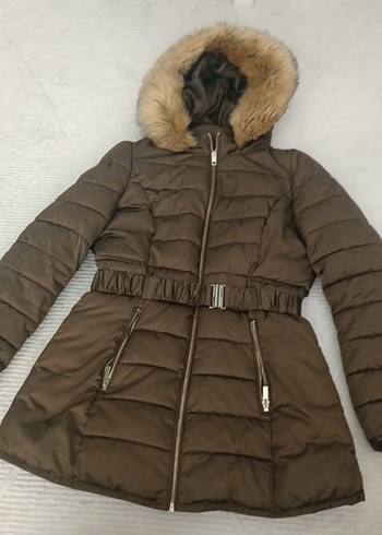 Kahverengi Kürklü Kadın Kışlık Mont