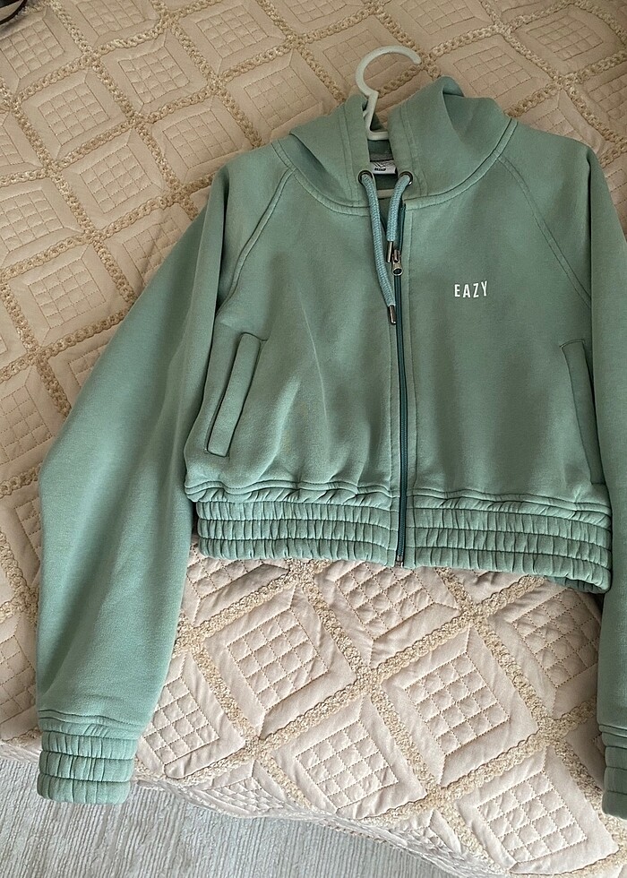 crop kapüşonlu hırka - Görsel 3