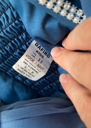 Koyu Mavi Pilili Kız Elbisesi - Görsel 4