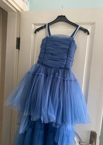 Koyu Mavi Pilili Kız Elbisesi - Görsel 6