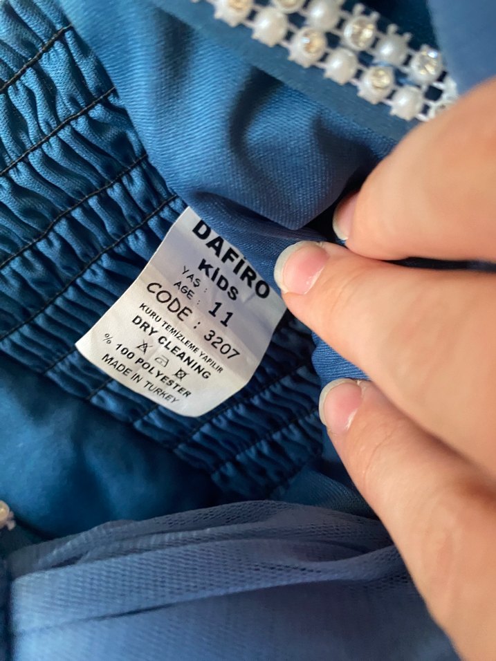 Koyu Mavi Pilili Kız Elbisesi - Görsel 4