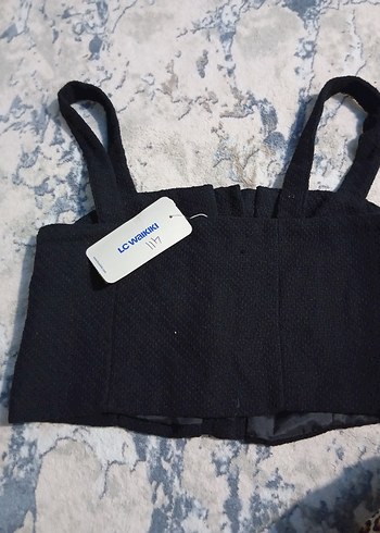 LC Waikiki Düğmeli Siyah Straplez Mini Büstiyer