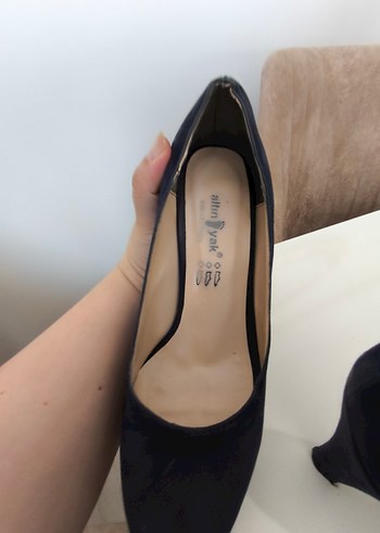 Diğer Klasik Lacivert Süet Platform Topuklu Stiletto