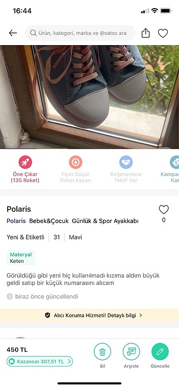 31 Beden mavi Renk Polaris