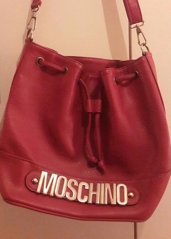 Moschino Bordo Deri Omuz Cantasi