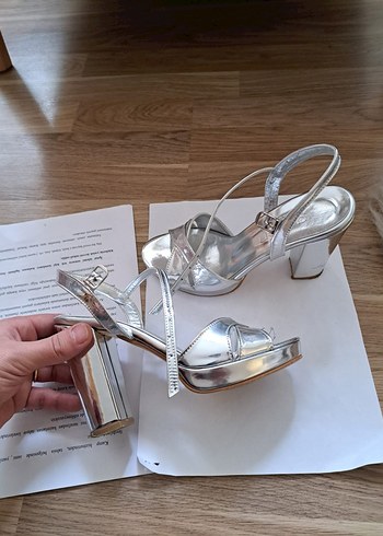 Gümüş Platform Topuklu Kadın Ayakkabı - Görsel 6