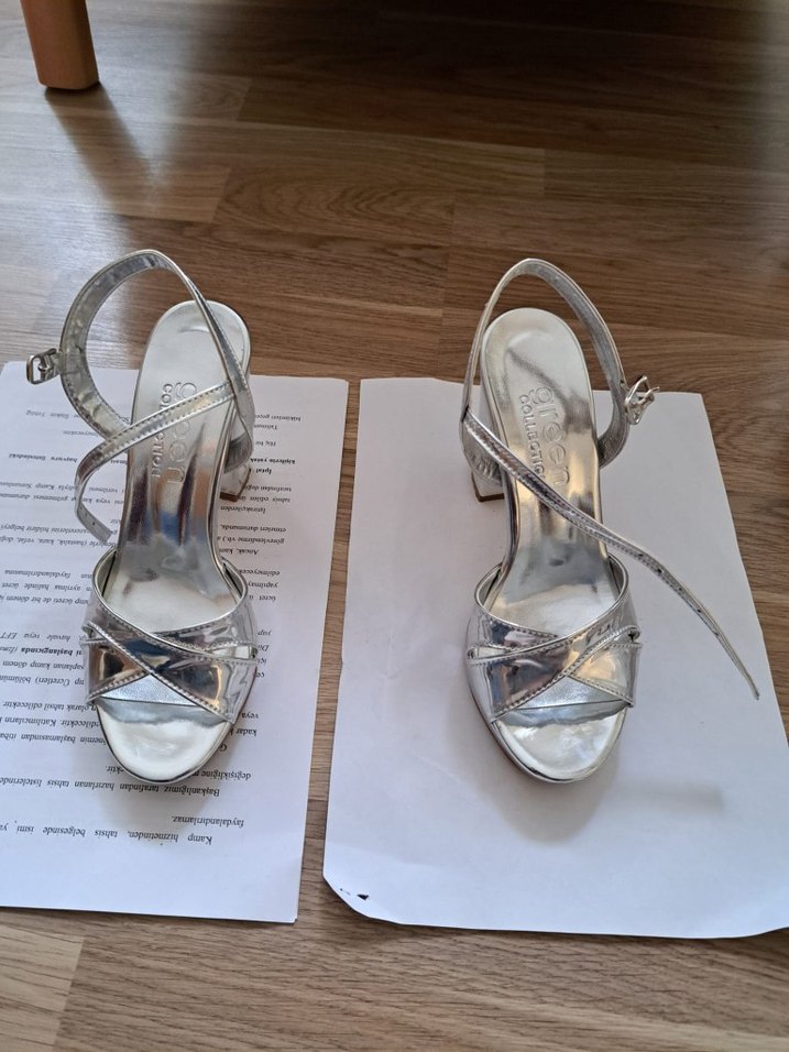 Gümüş Platform Topuklu Kadın Ayakkabı - Görsel 4