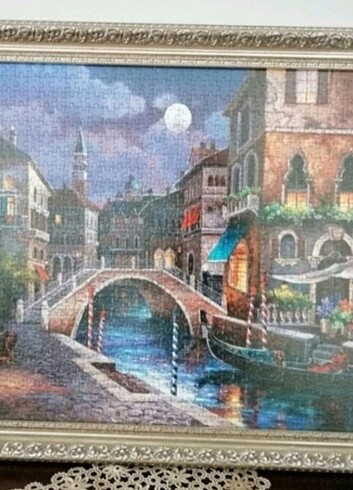 Çerçeveli Venedik Manzaralı Puzzle Tablo