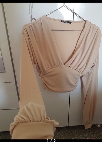 Zara Krem dekolteli bluz
