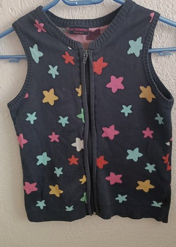 Kız Çocuk Renkli Yıldız Desenli Triko Yelek - Görsel 2