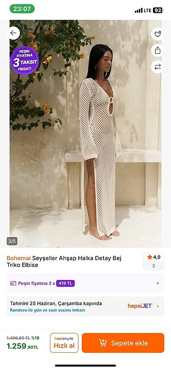 m Beden Mai plaj elbisesi BOHEMAİ
