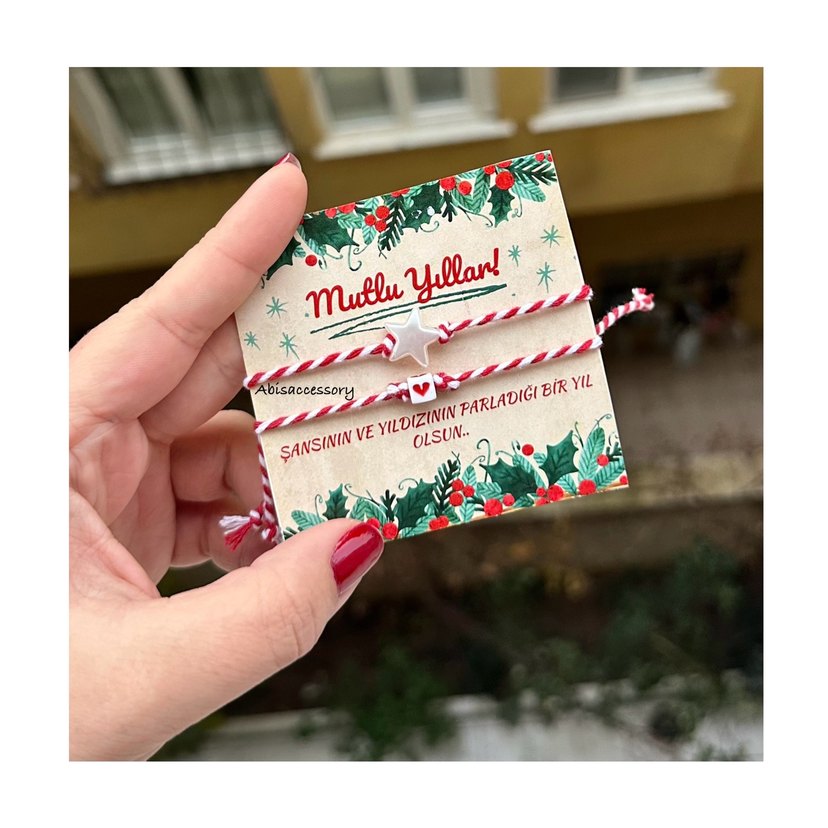 Kartlı marteniçka yılbaşı hediyesi bileklik - Görsel 3