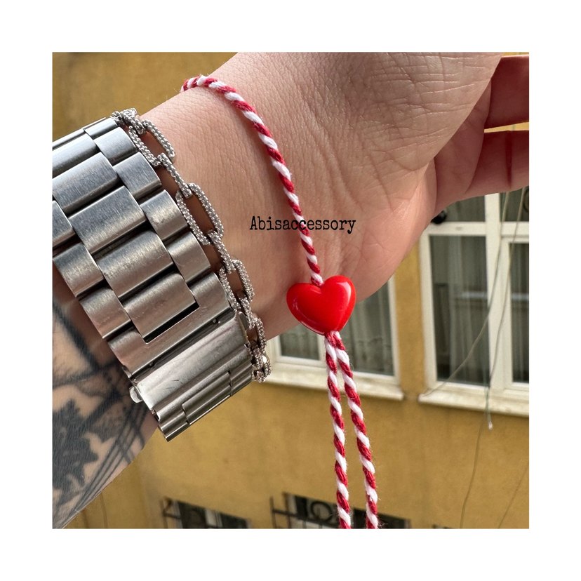 Yılbaşı hediyesi kalpli ip bileklik - Görsel 2