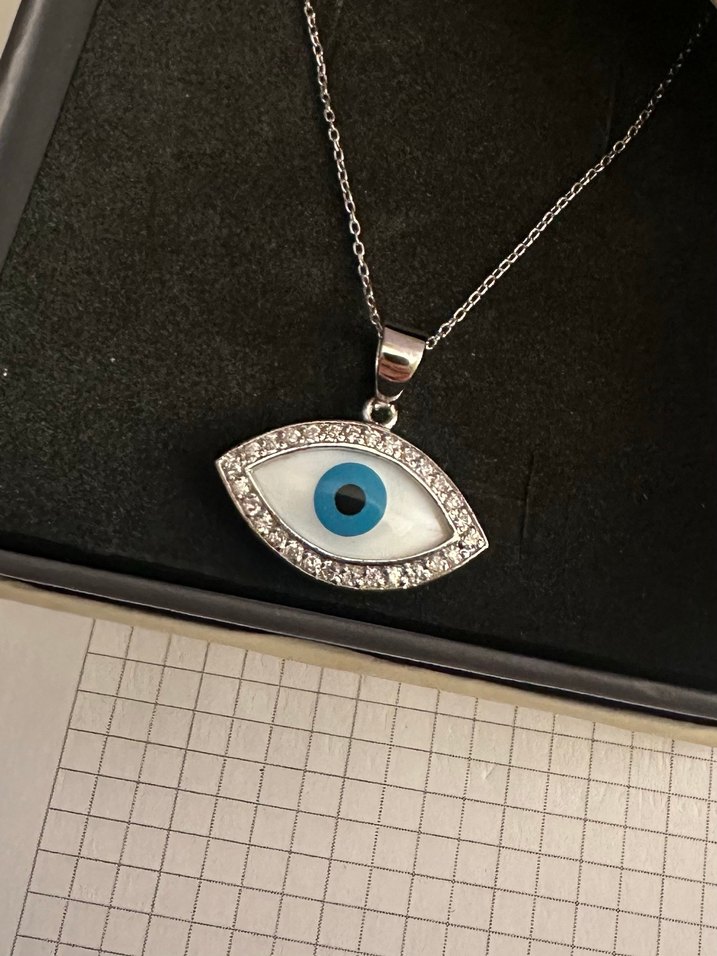 SO CHIC 18 AYAR BEYAZ ALTIN GÖZ KOLYE - Görsel 2